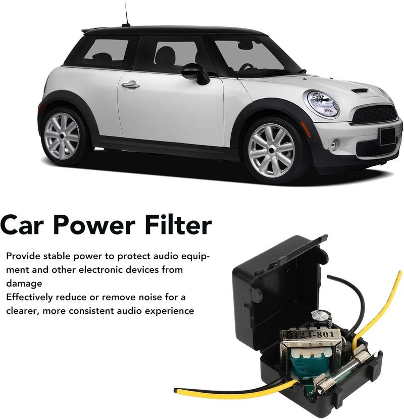 Fydun Car Power Filter Noise Ground Loop Isolator Car Audio Noise Filter 12V Car Stereo Audio Filter Noise Isolation Reducer for Stereo Audio Radio Amplifier Amp Speaker - Image 2